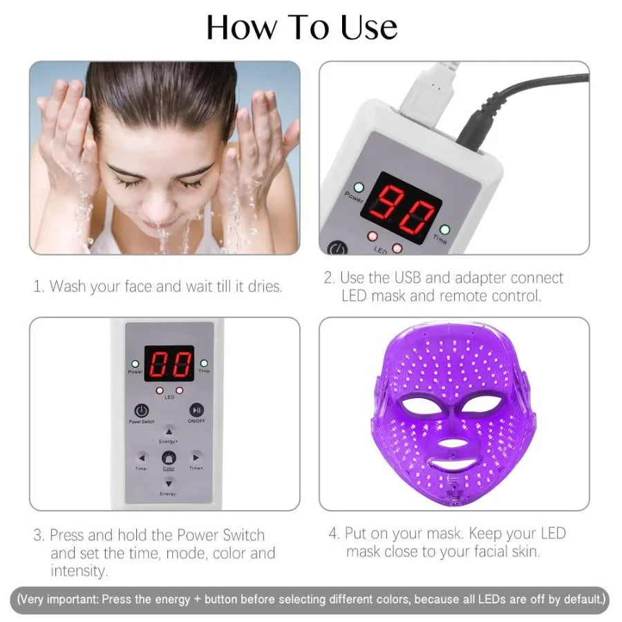 LumaGlow 7-Color LED Skin Therapy Mask