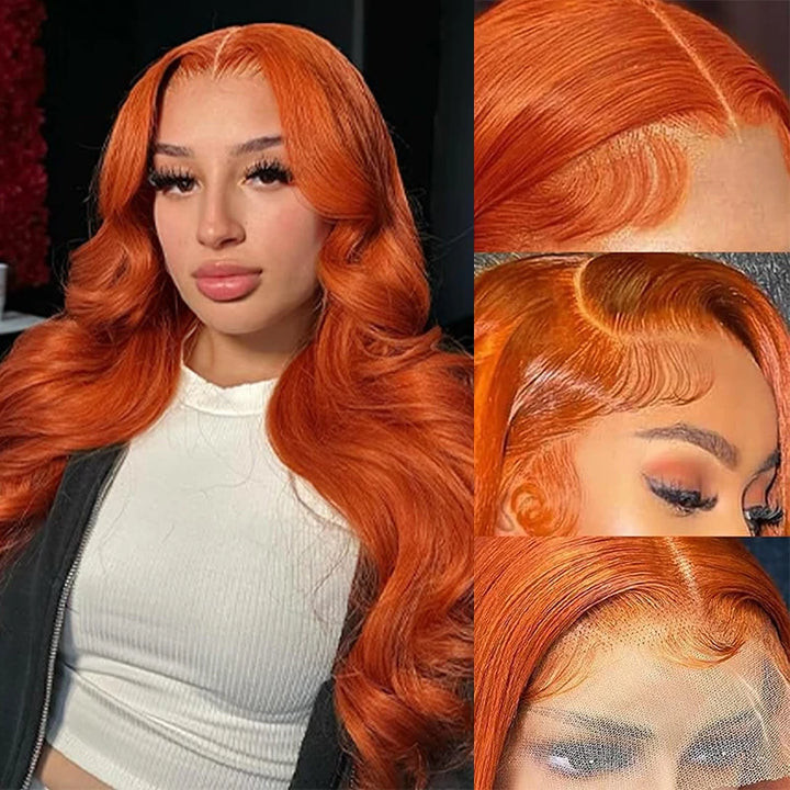 Radiant Ginger Body Wave Wig – Long 100% Human Hair with Lace Front