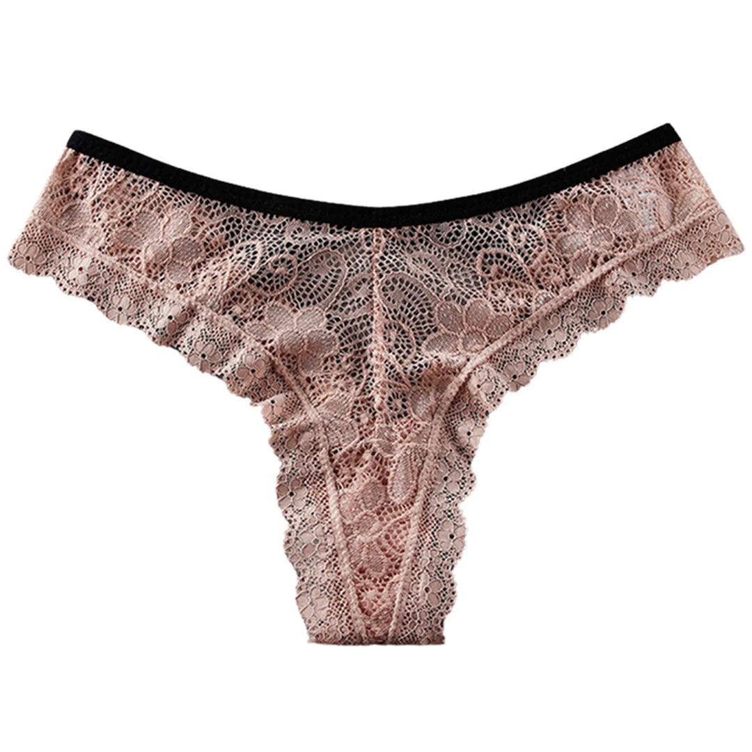 Lace Butterfly Bow Thong – Low Waist Hollow-Out Panty with Cotton Crotch
