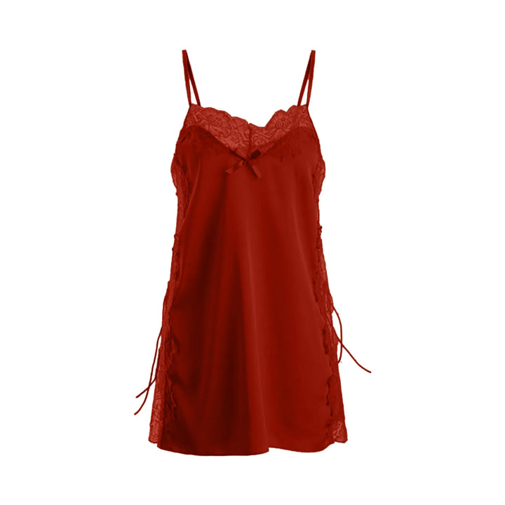 Sexy Ice Silk Nightdress Pajamas Women Summer Thin Lace Suspender Adjustable Loose Lingerie Lingerie For Women Plus Size