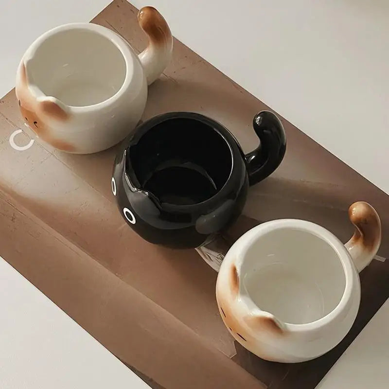 WhimsiCat Ceramic Mug – Charming Siamese Cat Coffee Cup (210ml)