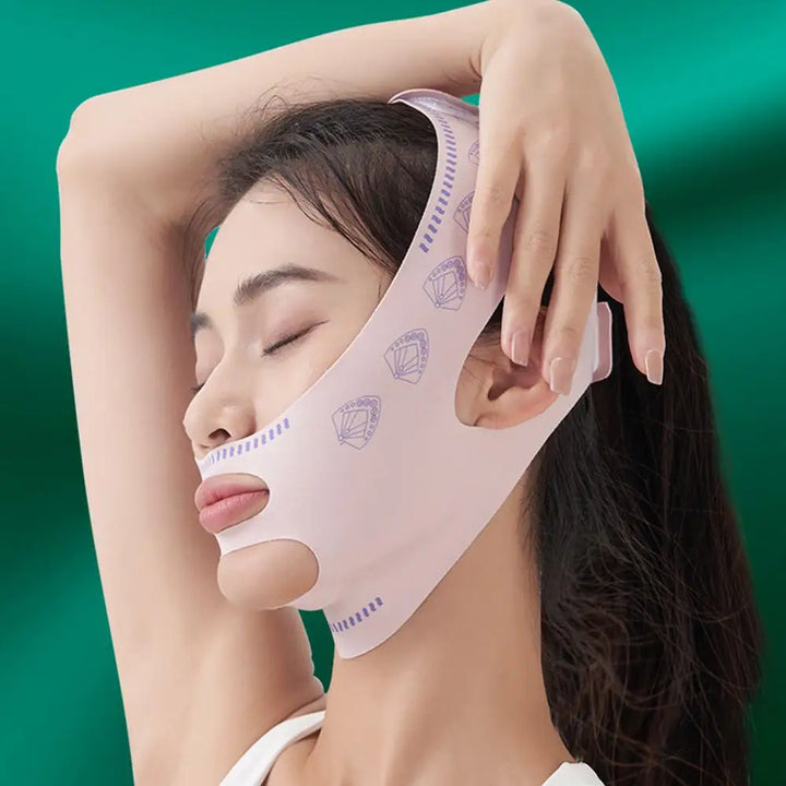 V-Line Face Sculpting Sleep Mask – Pink Facial Slimming Strap for Chin Lift, Contour Shaping & Skin Tightening