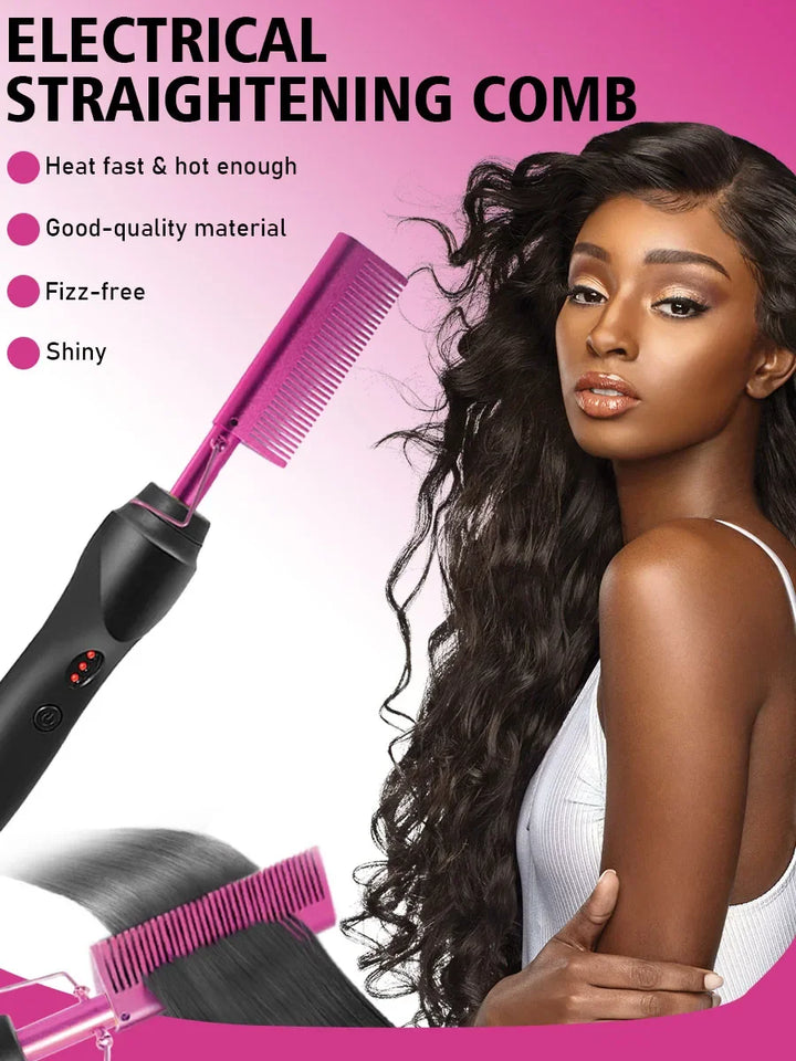 PowerSleek Hot Comb & Styling Set – Electric Straightening Comb + Wax Stick