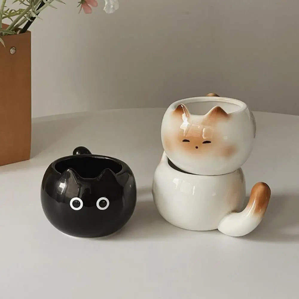 WhimsiCat Ceramic Mug – Charming Siamese Cat Coffee Cup (210ml)
