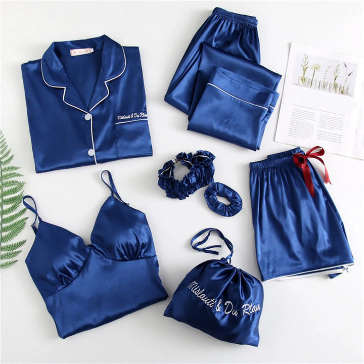 Women'S Pajamas Set - Sexy Stripe Shirts And Pants, Silk Soft Pyjama, Big Size Homewear, Cozy Spring Flower Print Sleepwear