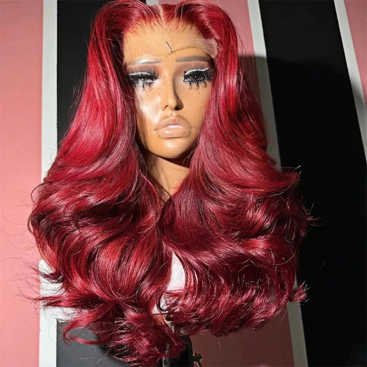 Crimson Allure Body Wave Wig – 99J Burgundy HD Lace, 100% Human Hair