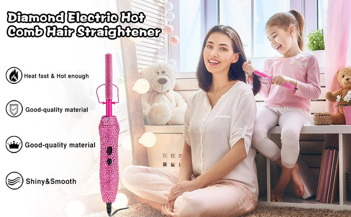 HeatSculpt Pro Electric Hot Comb – 2-in-1 Straightening & Curling Brush