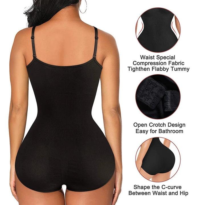 SculptEase™ Seamless Tummy Control Bodysuit – Waist Trainer Shapewear with Open Crotch & Butt Lift