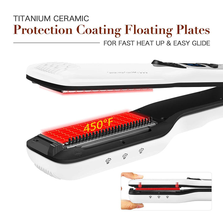 UKLISS Professional Steam Hair Straightener Comb – 2-in-1 Titanium Ceramic Flat Iron with Steam Technology for Silky, Frizz-Free Styling