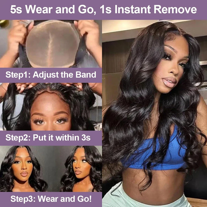 Ready-to-Wear Body Wave Wig – 100% Human Hair with Glueless Lace Closure
