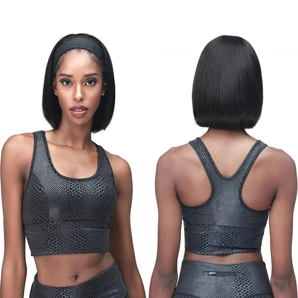 Effortless Chic Headband Bob – Straight Human Hair Wig