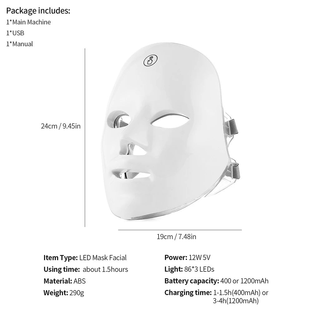 LumaGlow 7-Color LED Facial Therapy Mask