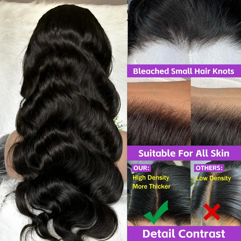LuxeBody HD Lace Frontal Wig – 250% Density Body Wave Human Hair