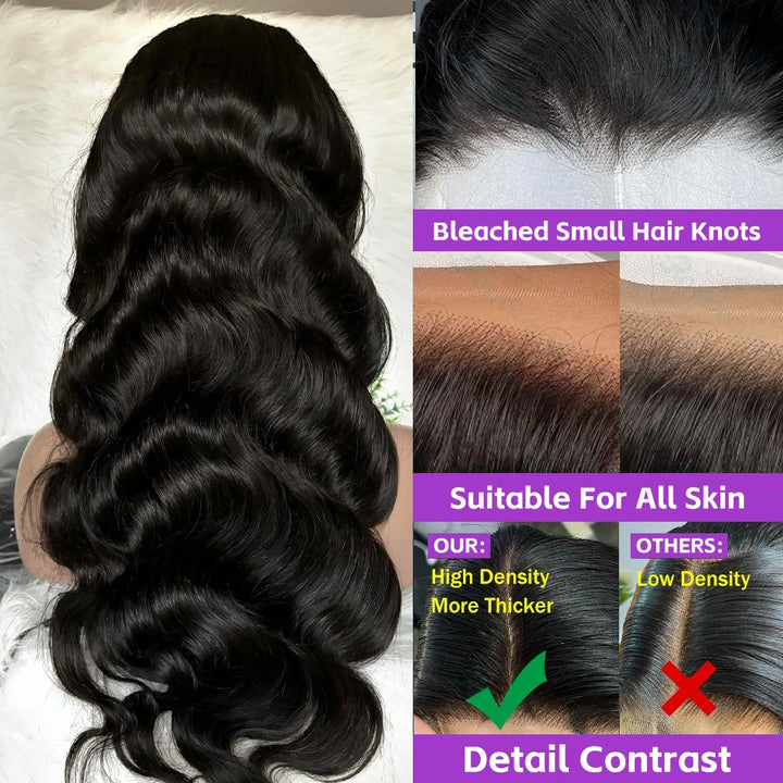 LuxeBody HD Lace Frontal Wig – 250% Density Body Wave Human Hair