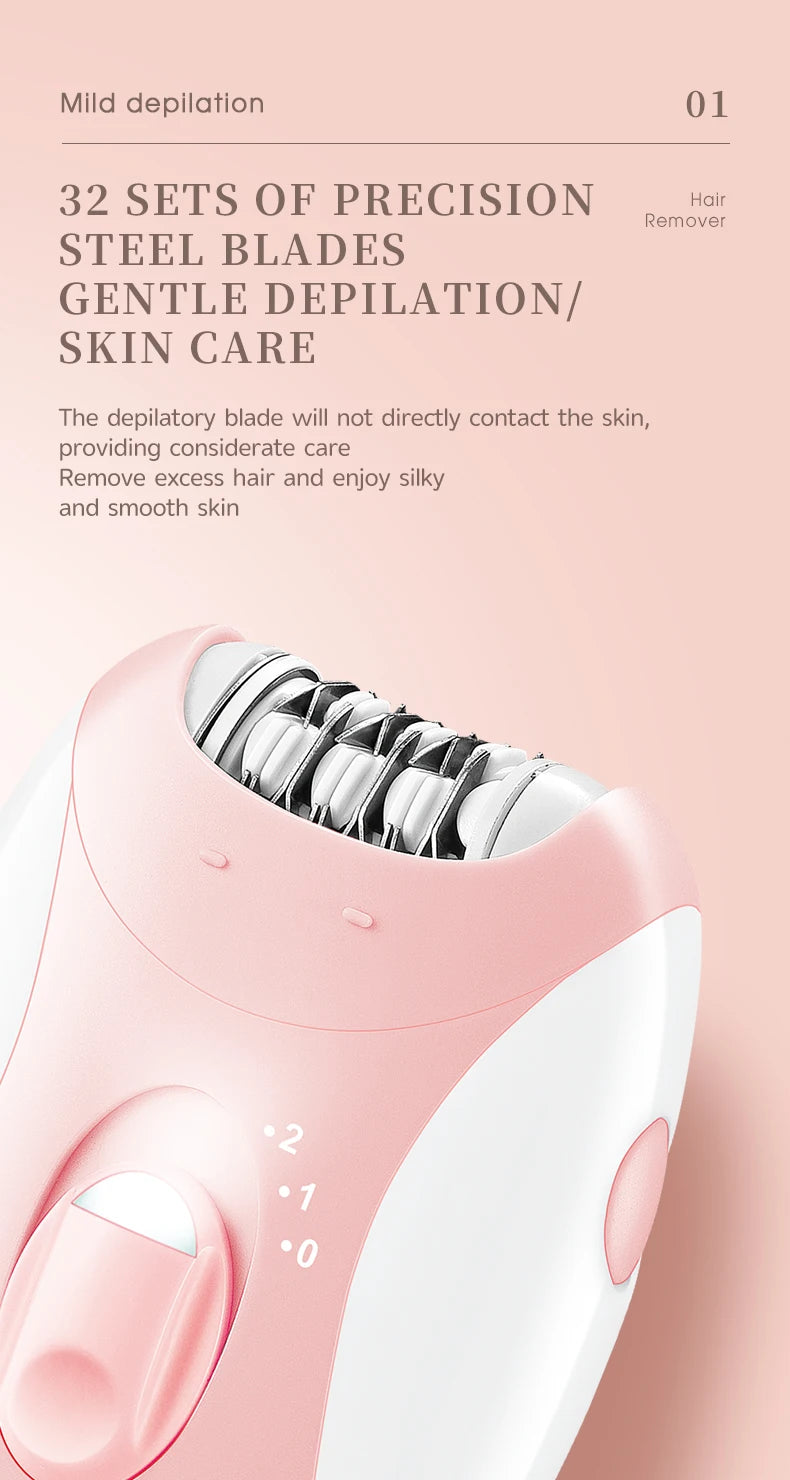 Kemei Women’s Electric Epilator – Rechargeable Hair Removal for Face, Body, Bikini, Legs & Underarms