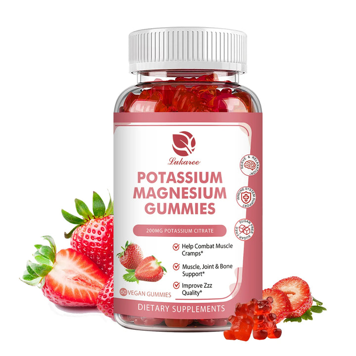 LUKAREE Potassium & Magnesium Gummies – 200mg Formula for Sleep, Relaxation, Muscle & Nerve Support – 60 Gummies