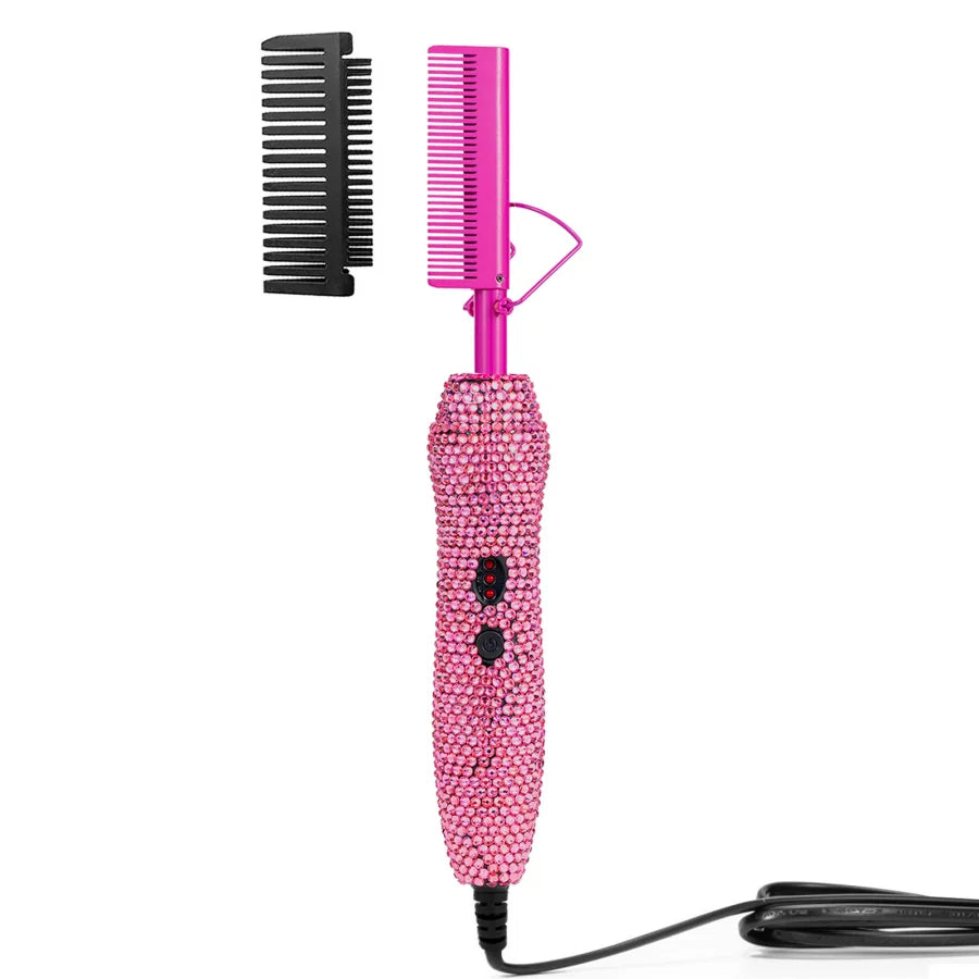 HeatSculpt Pro Electric Hot Comb – 2-in-1 Straightening & Curling Brush