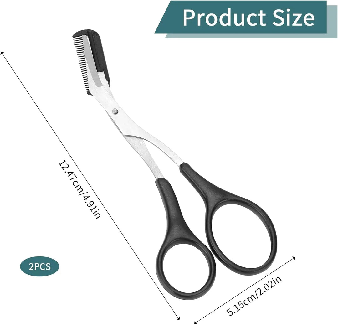 Precision Brow Sculptor – Stainless Steel Trimming Scissors with Comb