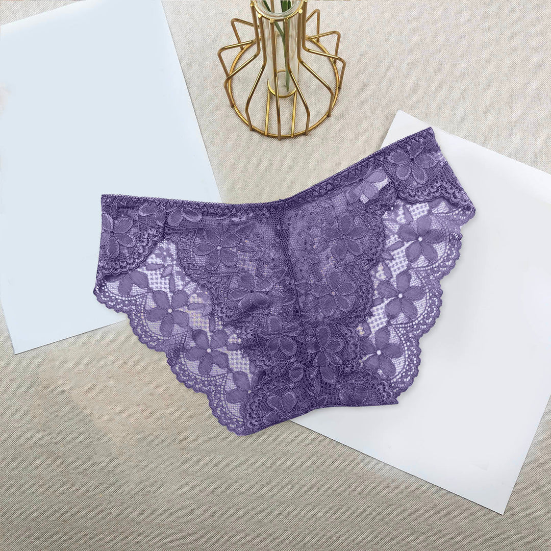 Sexy Lace Breathable Panties – Soft Transparent Mid-Rise Briefs for Women