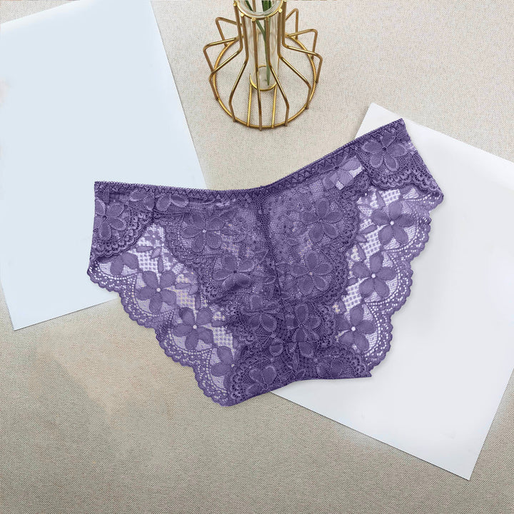 Sexy Lace Breathable Panties – Soft Transparent Mid-Rise Briefs for Women