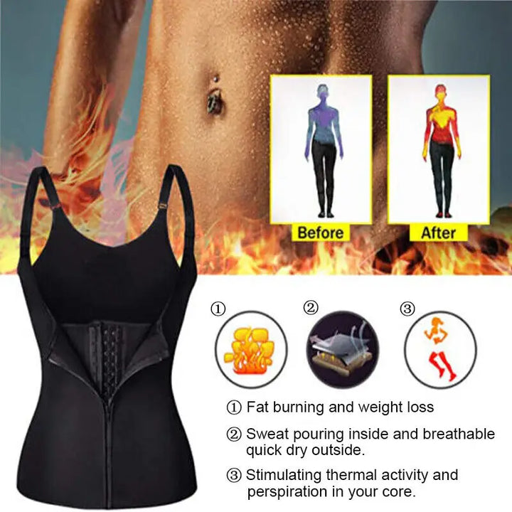 Women's Sauna Waist Trainer Vest – Black Neoprene Shaper