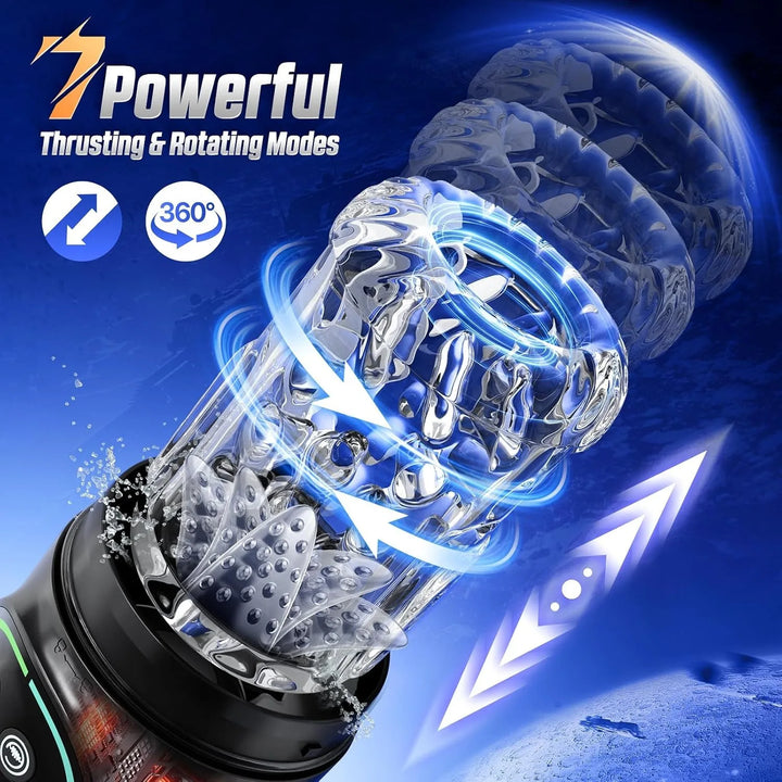 Automatic Thrusting & Rotating Male Masturbator – 4-in-1 Sucking, Vibrating, Licking & Penis Pump with LCD Control