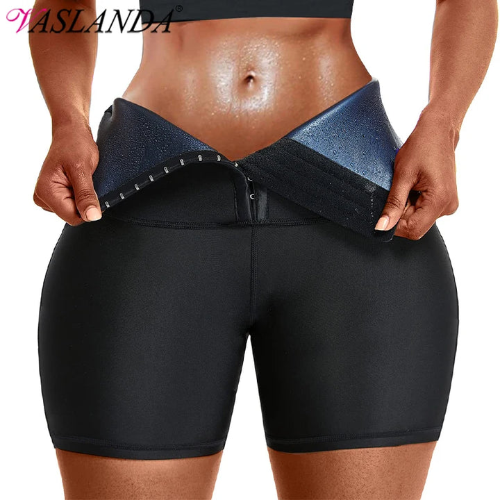 Vaslanda Sauna Sweat Shorts for Women – High Waist Tummy Control Compression Shaper
