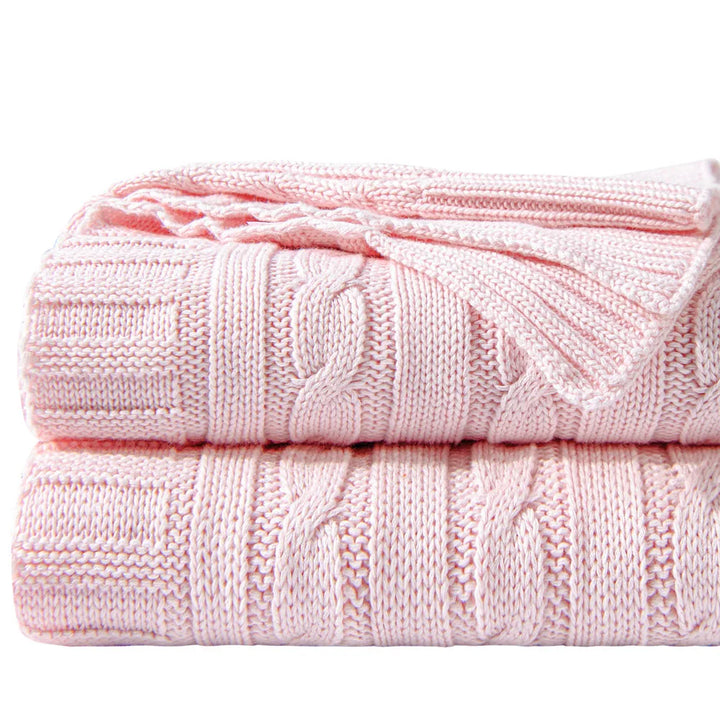 Ntbay 100% Cotton Cable Knit Throw, Super Soft Warm Knitted Blanket Home Decor