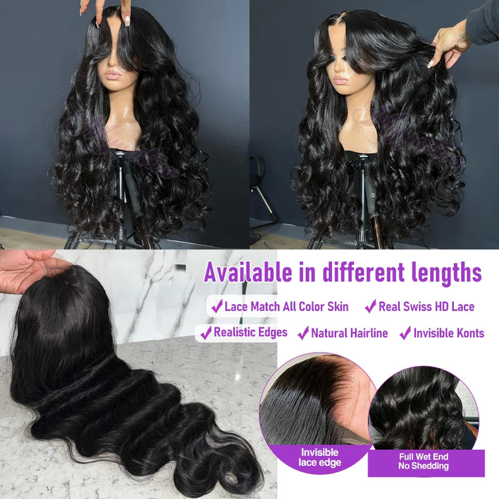 LuxeBody HD Lace Frontal Wig – 250% Density Body Wave Human Hair