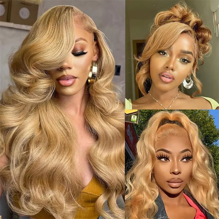Honey Blonde Body Wave HD Lace Wig – 26” Luxury Human Hair